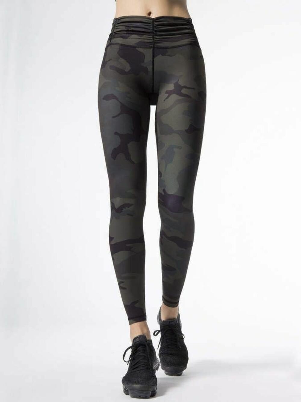 Carbon38 Wildcat Green Camo Camouflage Ruched Yoga Athletic Leggings Pants Sz S
